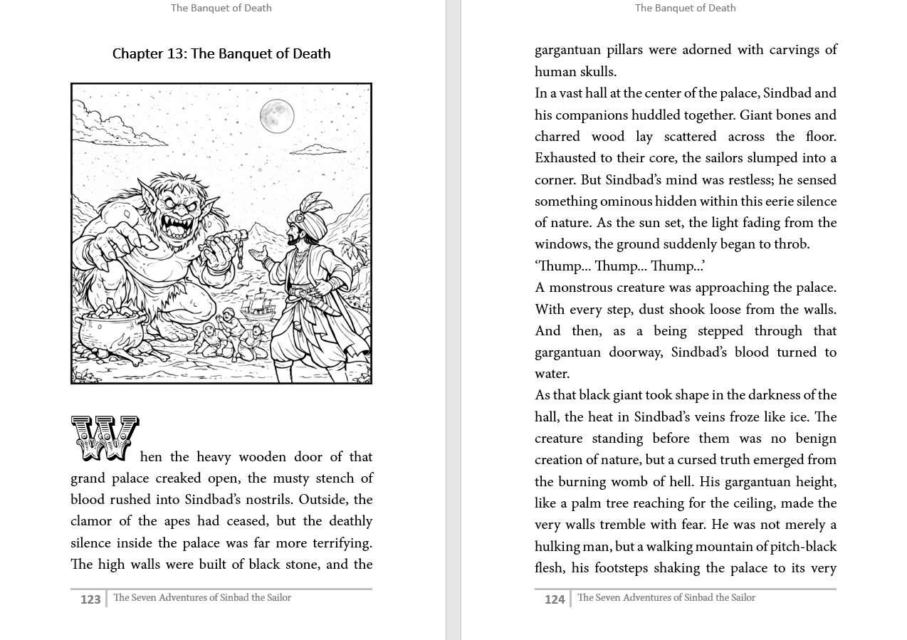 The Seven Adventures of Sinbad the Sailor (290 pages Complete story, 65 beautiful Illustrations)