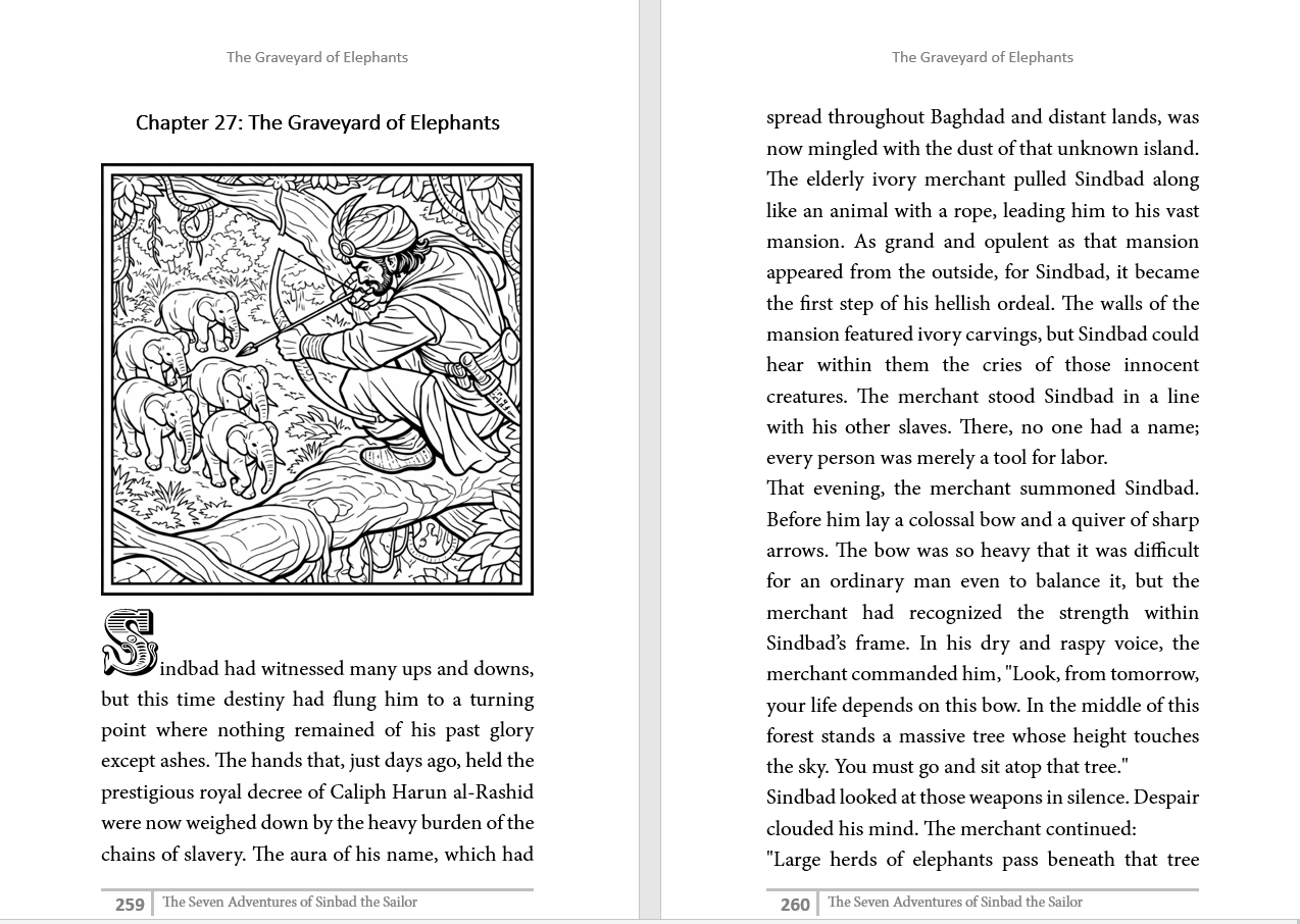 The Seven Adventures of Sinbad the Sailor (290 pages Complete story, 65 beautiful Illustrations)