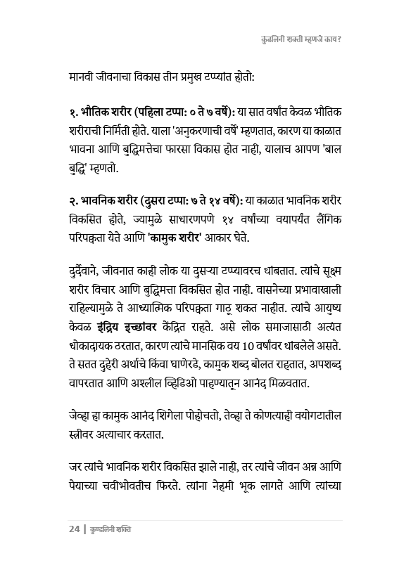 कुंडलिनी शक्तीचे  रहस्य उलगडले. भरपूर चित्रं, 287 पानांचा चिंतनात्मक ग्रंथ. How to awaken Kundalini Powers.