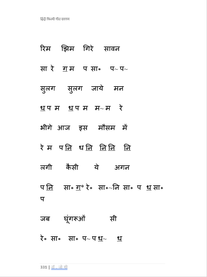हार्मोनियम अथवा  की-बोर्ड वर  सहज वाजवू शकाल अशी  हिंदी फिल्मी गीत सरगम Saragam for Harmonium or KeyBoard
